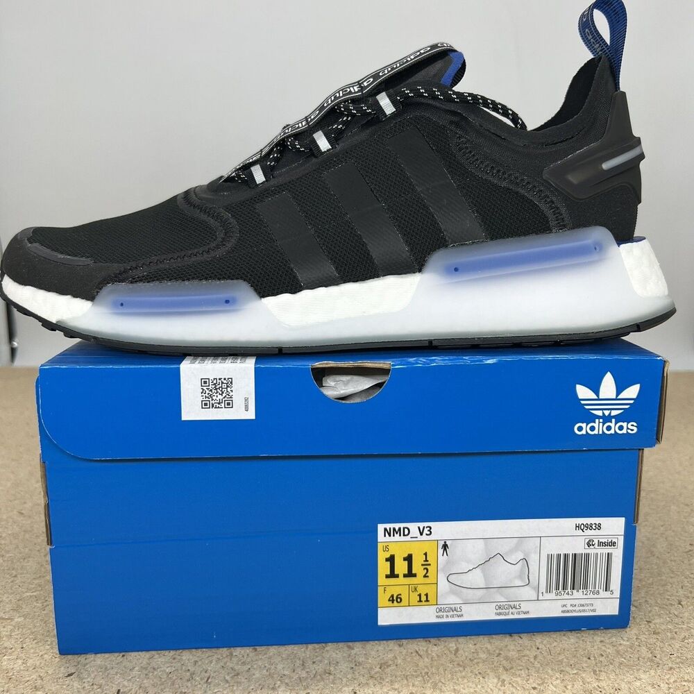 NEW sz 11.5 Adidas NMD R1 V3 "AdiClub" Black Royal Blue Shoes Men's HQ9838